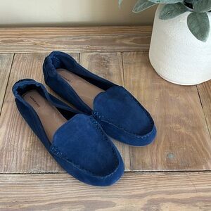 Lands End Dark Sapphire Suede Loafer Moccasins 🆕